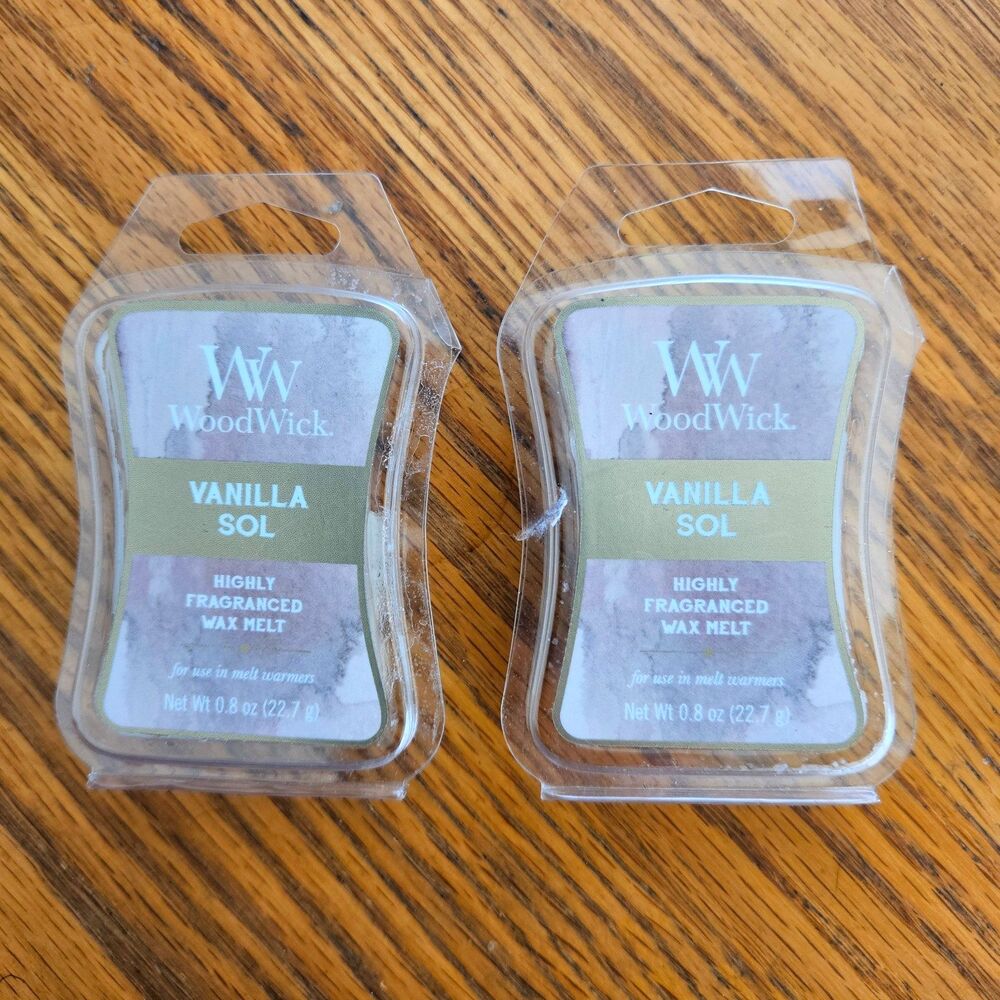 WoodWick Wax Melts Vanilla Sol Lot of 2 Highly Fragranced